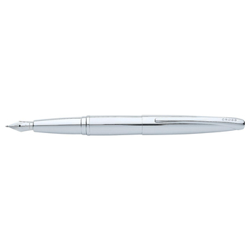 Cross ATX Pure Chrome Fine Fountain Pen Writing Stationery - Silver