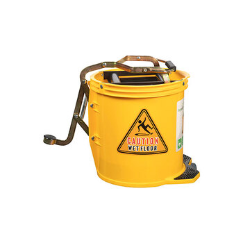 Cleanlink Heavy Duty Mop 16L Metal Bucket Wringer - Yellow