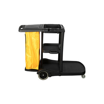 Cleanlink 130x100cm 3-Tier Janitor's Trolley Cart - Black