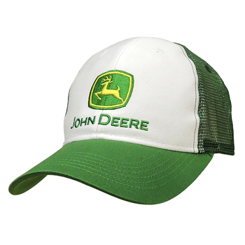 John Deere Men/Unisex One Size Logo 6 Panel Mesh Cap White/Green 