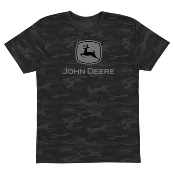 John Deere Mens/Unisex Size L Camo Logo Tee T-Shirt Black