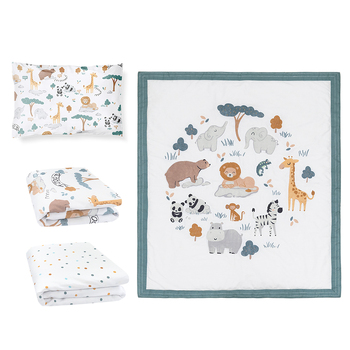 4pc Lolli Baby/Newborn Living Nursery Set Day At The Zoo 