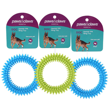 3PK Paws & Claws 11cm TPR Spikey Ring Pet/Dog Toy - Assorted