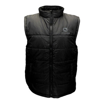 John Deere Large Mens Puffer Vest w/ Logo - Black