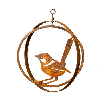 Garden 35cm Double Swiveling Ring Bird Hanging Decor - Assorted