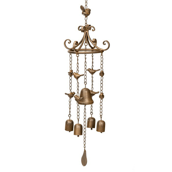 Cast Iron 38cm Chain Hanger 5-Bell Hanging Outdoor Garden Decor