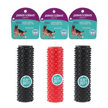 3PK Paws & Claws Heavy Duty 17.5x5cm TPR Pet Toy Jumbo Spikey Chew Stick - Assorted