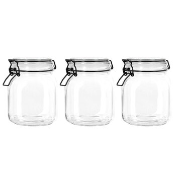 3PK Lemon & Lime Fido 1L/15cm Glass Clip Jar