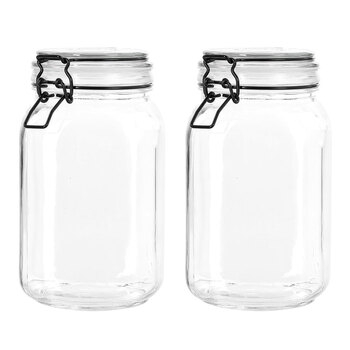 2PK Lemon & Lime Fido 1.5L/20cm Glass Clip Jar