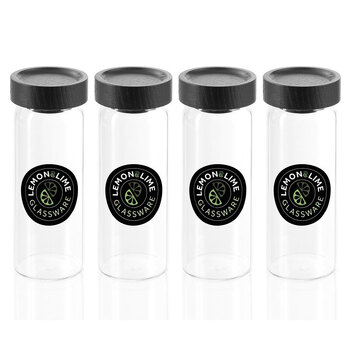 4PK Lemon & Lime Woodend Black 175ml/13.5cm Glass Spice Jar Container Clear w/ Lid