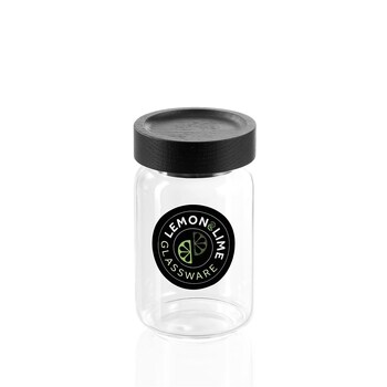 Lemon & Lime Woodend Black 200ml/10.5cm Glass Spice Jar Container Clear w/ Lid