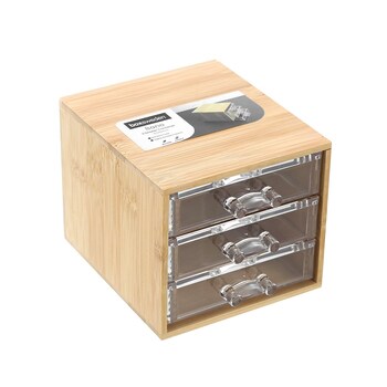 Boxsweden Bano Accessories 3-Drawer Bamboo 12.5x11cm Organiser