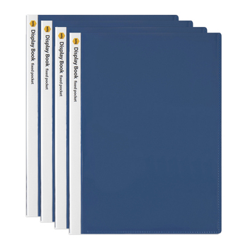 4PK Marbig 40-Page A4 Non-Refillable Display Book w/ Cover - Blue
