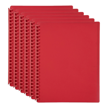 6PK Marbig 20-Pocket A4 Refillable Document Display Book - Red