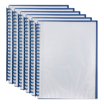 6PK Marbig 20-Pocket A4 Refillable Display Book - Clear Front/Blue