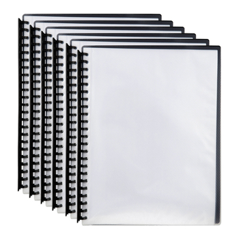 6PK Marbig 20-Pocket A4 Refillable Display Book - Clear Front/Black