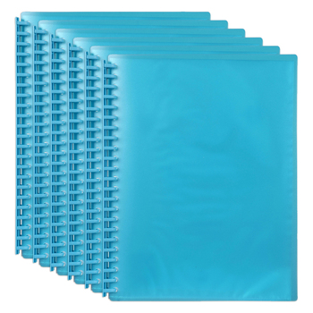 6PK Marbig 20-Pocket A4 Refillable Display Book - Translucent Marine