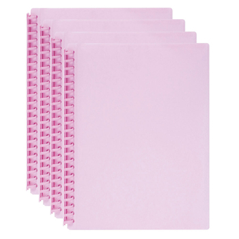 4PK Marbig 20-Pocket A4 Refillable Display Book w/Insert Cover - Pink