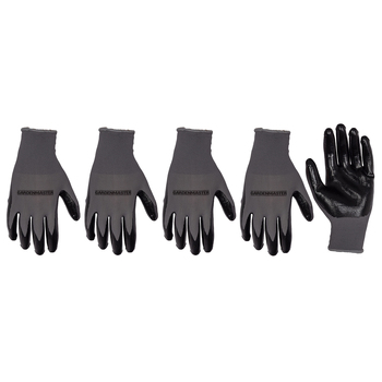 5x Pairs Gardenmaster Nylon Durable Nitrile Dipped Gardening Gloves Large