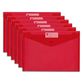 10PK Marbig PP A4 Doculope 150pg Paper Document Wallet - Red