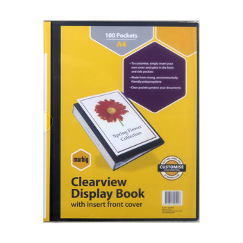 Marbig Clearview 100-Pocket Non-Refillable A4 Display Book - Black