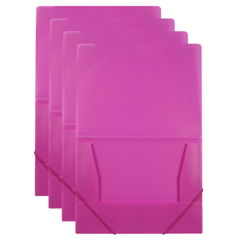 4PK Marbig Document A4 File Organiser w/ Elastic - Pink