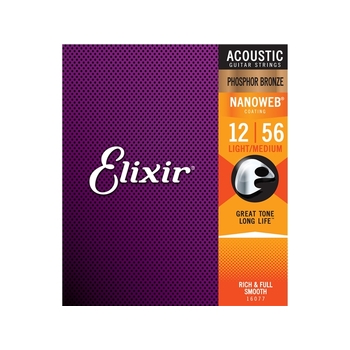 Elixir #16077 Acoustic Nano Phosphor Bronze String 12-56 Light Medium