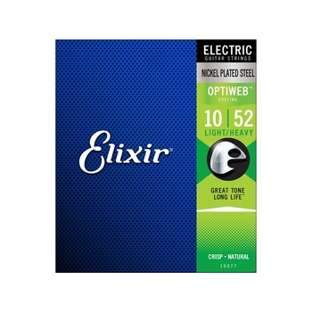 Elixir #19077 Electric Guitar Strings Optiweb Steel 10-52 Light Heavy