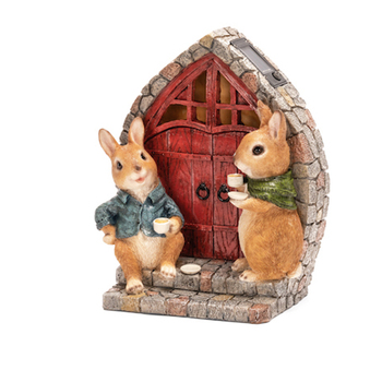 Willow Rabbit 24cm Solar House Outdoor Ornament Decor