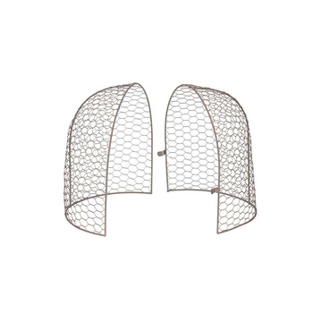 2pc Tunnel Cloche Ends 30cm Wire Mesh Garden Decor - Brown