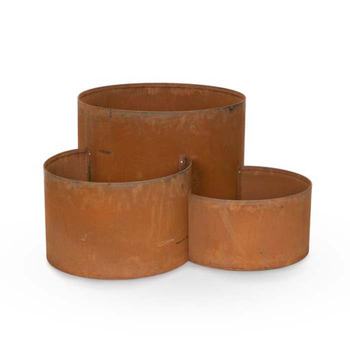 Corten Steel 3 Tier Round Planter Outdoor Yard/Patio Garden Decor