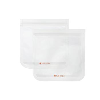 2pc Full Circle Ziptuck 830ml Reusable Sandwich Bags - Clear