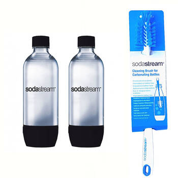 SodaStream 1L Slim Dishwasher Safe Bottles Twin Pack - Black