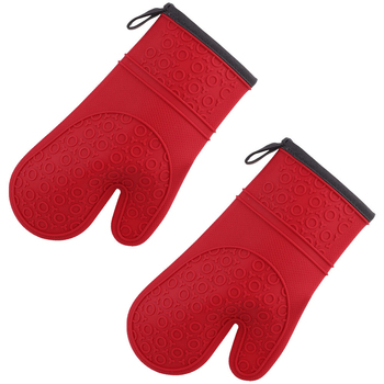 2PK Daily Bake Heat Resistant Silicone Oven Glove/Mitt Red