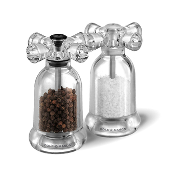 Cole & Mason Tap Salt & Pepper Mill Spice Grinder Gift Set - Clear