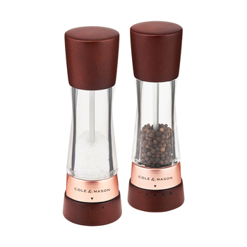 Cole & Mason Derwent 19cm Wood/Acrylic Salt & Pepper Mill Set - Rose Gold