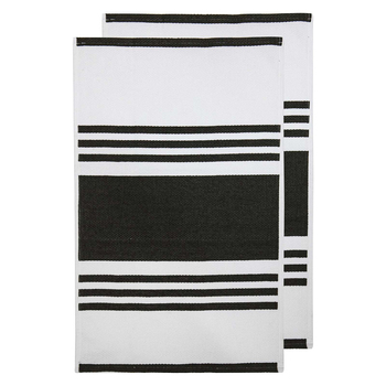 2PK Ladelle Lennox Cotton 50x70cm Kitchen Towel - Black