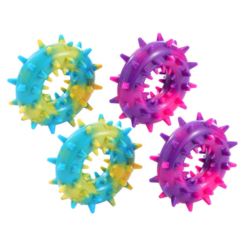 4PK Paws & Claws Spikey Durable Donut Assorted 14x6cm 