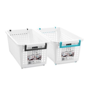 2PK Boxsweden Stacking Storage Basket Large 24L 54x29.5x24cm Assorted