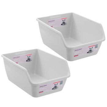 2PK Paws & Claws High Wall Cat Litter Tray Med 45x33.5x20cm 