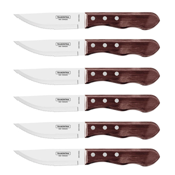 6pc Tramontina Jumbo Steak Knife Home/Kitchen Cutting Tool Set - Brown