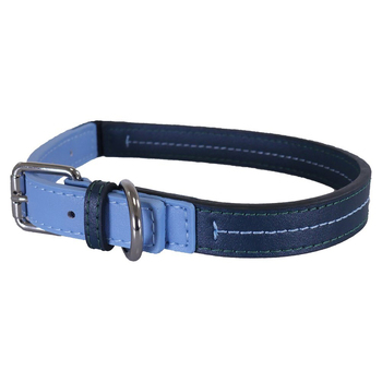 Rosewood Adjustable 51cm Leather Pet/Dog Neck Collar Strap M Baby Blue/Navy