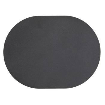 4pc Ladelle Hugo Oval Charcoal Vinyl Kitchenware Placemat/Table Mat 33x44cm