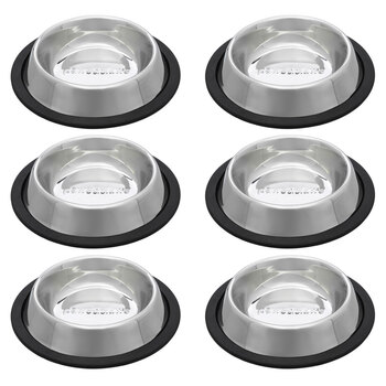 6PK Paws & Claws Stainless Steel Pet Bowl Black Anti-Skid 180ml