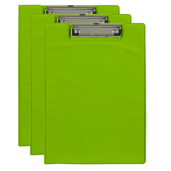 3PK Marbig PP Summer Colour A4 Document Clipfolder - Lime