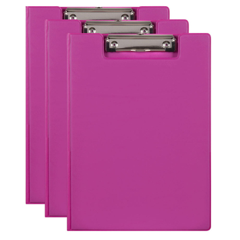 3PK Marbig PP Summer Colour A4 Document Clipfolder - Pink