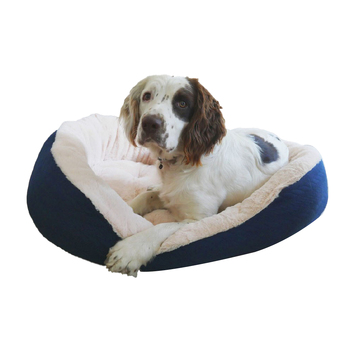 Rosewood 75x40cm Cable Knit Oval Dog Bed Sleeping Cushion Rectangle Large Navy