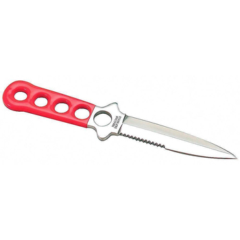 Land & Sea Sports Fancy Dive Knife 420 Stainless Steel w/ Red Handle