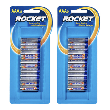 2x 24pc Rocket AAA 1.5V Alkaline Long Lasting Batteries