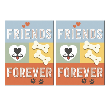 2PK Nostalgic Art Fridge Rectangle Magnet Friends Forever 6x8cm